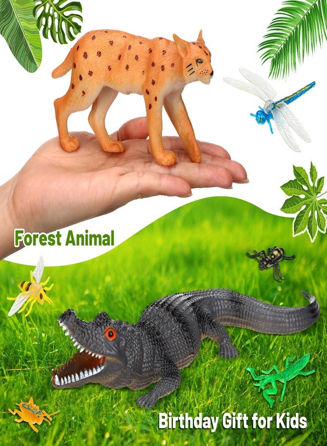 مجموعة ألعاب MiniInflat مكونة من 39 قطعة من مجسمات حيوانات الغابات المطيرة، مستلزمات مجسمات الغابات المطيرة للأطفال، مجسمات حيوانات الغابة، نماذج مصغرة للأشجار، مناسبة للمشاريع المدرسية التعليمية التاريخية، وديكورات حفلات أعياد الميلاد. - Image 3